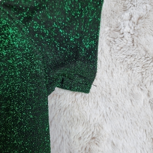 ✨️CL SheIn Green Sparkle Ruched Short Sleeve Top Fitted Skirt Set Size 1XL - Picture 10 of 10